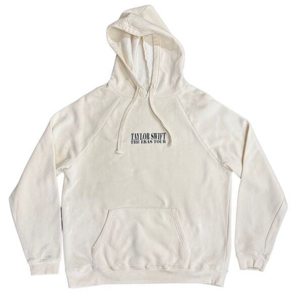 Taylor Swift THE ERAS TOUR Beige Hoodie NEW size Large RARE Merch Black Logo - Picture 5 of 6